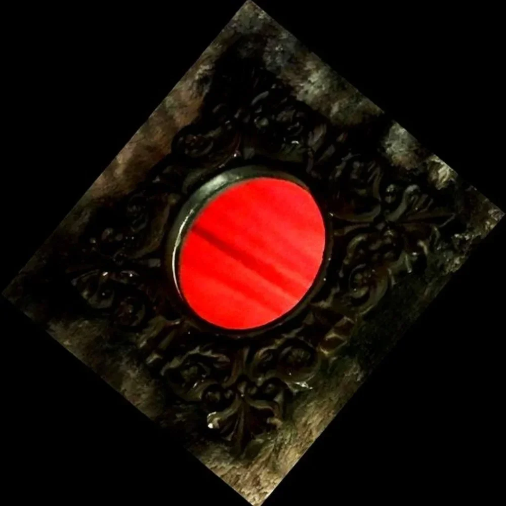 Black Gothic Ceramic Framed Mirror with hanging hardware